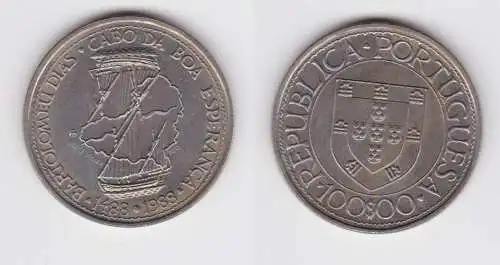 100 Escudos Münze Portugal Segelschiff Bartolomeu Dias Dabo da Boa 1988 (107975)