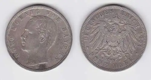5 Mark Silbermünze Bayern König Otto 1904 Jäger 46 ss (150092)
