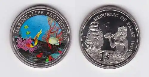 1 Dollar Farbmünze Palau Marine-Life Protection 1994 (117612)