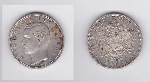 5 Mark Silbermünze Bayern König Otto 1913 Jäger 46  (119650)