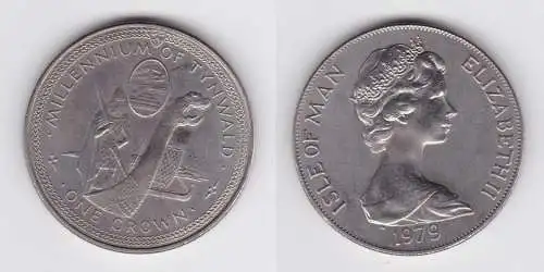 1 Crown Kupfer Nickel Münze Isle of Man Millenium of Tynwald 1979 (105098)