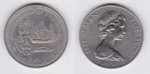 1 Crown Kupfer Nickel Münze Isle of Man Millenium of Tynwald 1979 (109154)