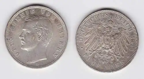5 Mark Silbermünze Bayern König Otto 1913 Jäger 46 f.vz (150129)