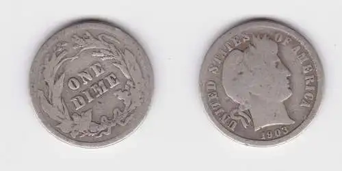 1 Dime Silber Münze USA Kopf der Liberty 1903 f.ss (152832)