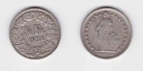 1/2 Franken Silber Münze Schweiz 1921 B ss (152831)