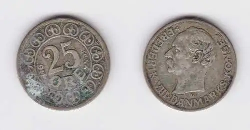25 Öre Silber Münze Dänemark Frederick VIII 1911 ss (152663)