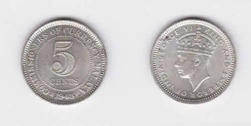 5 Cents Silber Münze Malaya 1948 vz (153106)