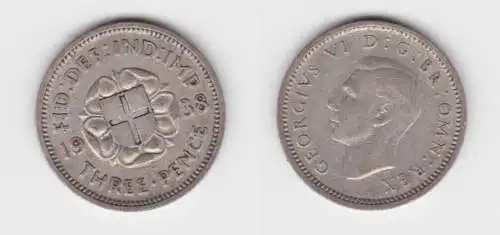 3 Pence Silber Münze Großbritannien Georg VI. 1938 ss (152695)