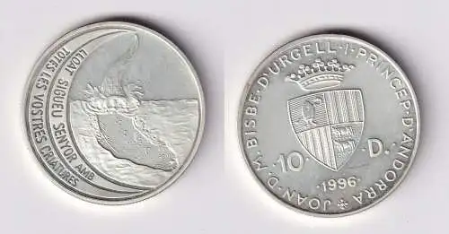 10 Diners Silber Münze Andorra Olympiade 1996 Otter Gefährdete Tierwelt (154791)