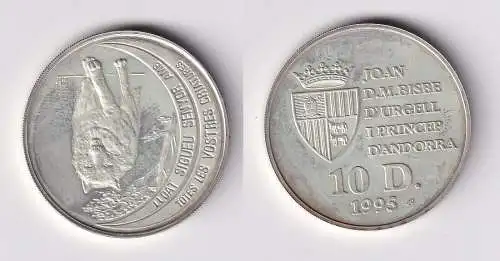 10 Diners Silber Münze Andorra Olympiade 1995 Wolf Gefährdete Tierwelt (158221)