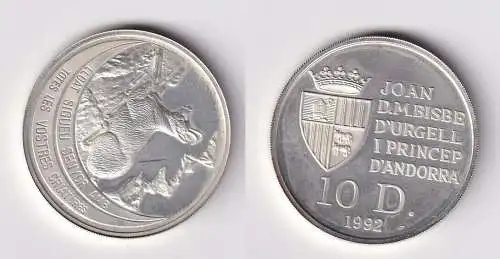 10 Diners Silber Münze Andorra Olympiade 1992 Gemse Gefährdete Tierwelt (155408)
