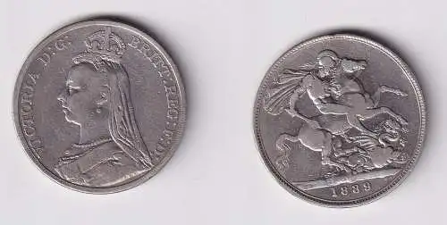 1 Crown Silber Münze Großbritannien Victoria 1889 (154117)