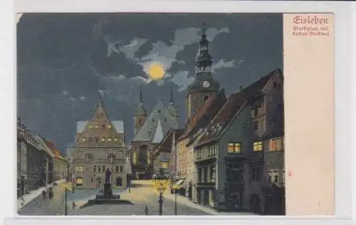 907602 Ak Eisleben - Marktplatz mit Lutherdenkmal um 1900