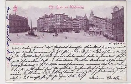 907721 Ak mit Gruss aus Magdeburg - Hasselbachplatz 1899