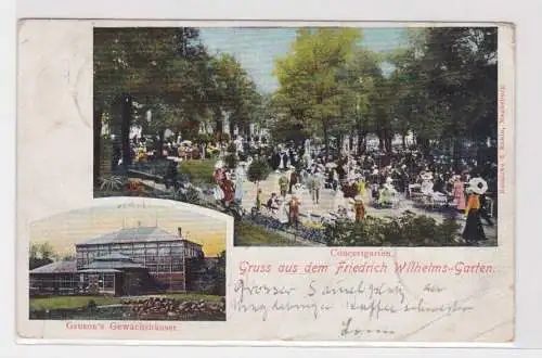 907606 Lithographie Ak Gruss aus dem Friedrich Wilhelms-Garten Magdeburg 1905
