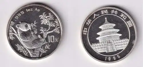 10 Yuan Silber Münze China Panda 1 Unze Feinsilber 1995 (152202)