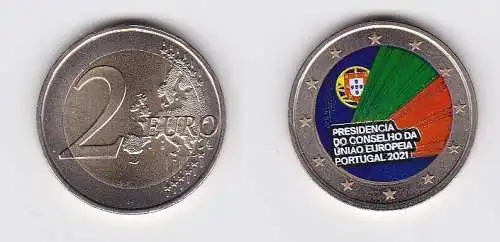 2 Euro Farb Gedenkmünze Portugal EU-Präsidentschaft 2021 Stgl. (166426)