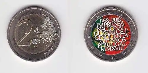 2 Euro Farb Gedenkmünze Portugal 2018 Nationale Druckerei Stgl. (166461)