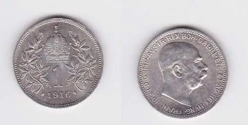 1 Krone Silber Münze Österreich 1916 vz (166428)