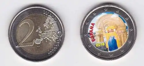 2 Euro Farb Münze Spanien 2018 UNESCO Welterbe Santiago de Compostela (166793)