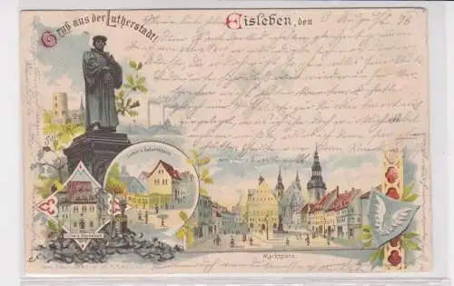 907016 Lithographie Ak Gruss aus der Lutherstadt Eisleben 1896