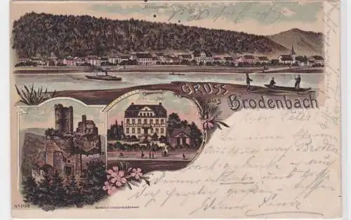 907132 Lithographie Ak Gruss aus Brodenbach - Ehrenburg, Hotel zur Post 1899