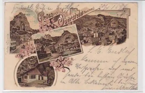 908083 Lithographie Ak Gruss aus Oberstein (Nahethal) 1898