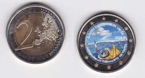 2 Euro Münze Finnland 2021 Selbstverwaltung Alandinseln farbig coloriert /166468
