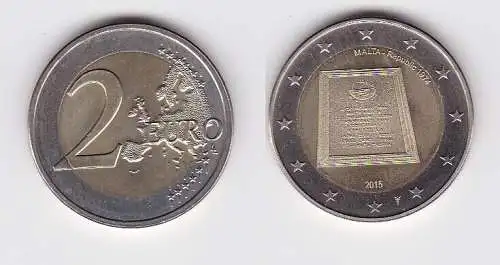 2 Euro Gedenkmünze Malta 2015 AUSRUFUNG DER REPUBLIK MALTA 1974 Mzz (166429)
