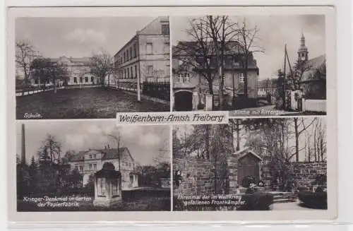 908354 Mehrbild Ak Weißenborn Amtsh. Freiberg - Schule, Kirche m. Rittergut usw.