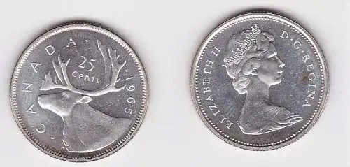 25 Cents Silber Münze Kanada Hirsch, Kopf 1965 Stgl. (166605)