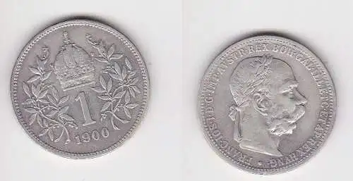 1 Krone Silber Münze Österreich 1900 f.ss (166345)