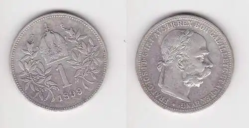 1 Krone Silber Münze Österreich 1899 f.ss (166380)