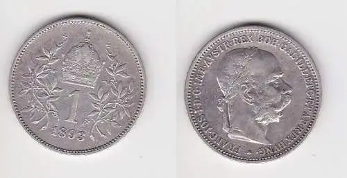 1 Krone Silber Münze Österreich 1893 ss (166470)