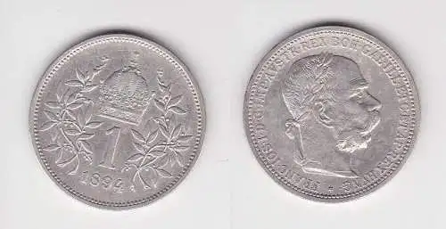 1 Krone Silber Münze Österreich 1894 (166513)