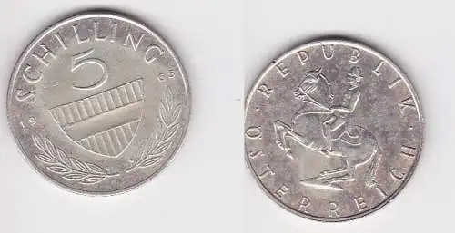 5 Schilling Silber Münze Österreich 1965 f.vz (163989)