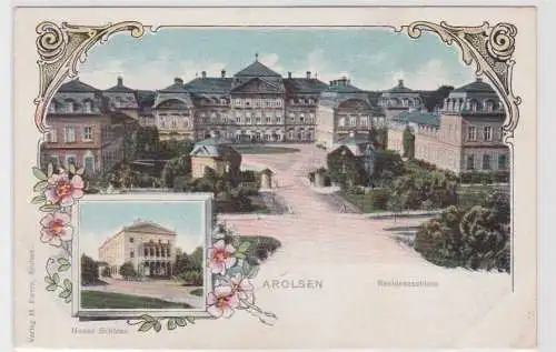 905355 Ak Lithografie Arolsen Residenzschloss und Neues Schloss um 1900