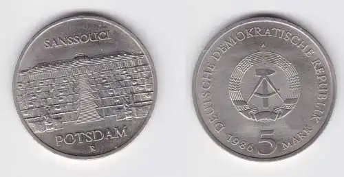 DDR Gedenk Münze 5 Mark Potsdam Sanssouci 1986 Stempelglanz (146027)