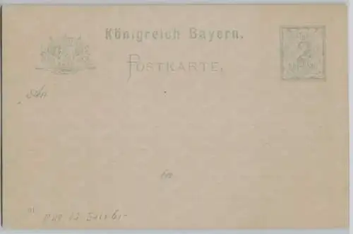 900757 Ganzsachen Postkarte P49/02 Königreich Bayern 2 Pfennig um 1901