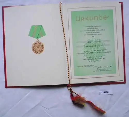DDR Urkunde Medaille für treue Dienste Ministerium des Innern in Gold (114176)