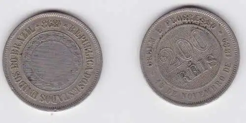 200 Reis Nickelmünze Brasilien 1898 (133396)