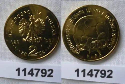 2 Zloty Messing Münze Polen Fussball WM in Deutschland 2006 (114792)