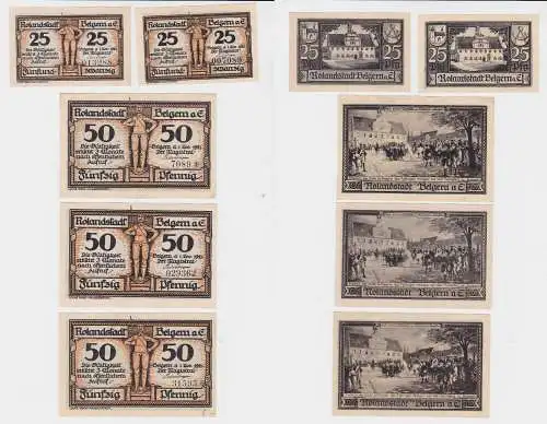 5 Banknoten Notgeld Rolandstadt Belgern a.E. 1.11.1921 (133509)