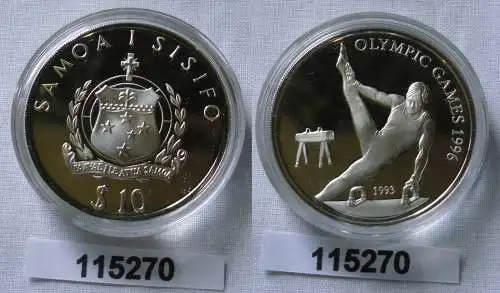 10 Dollar Silber Münze Samoa Olympiade 1996 Atlanta Turner 1993 (115270)