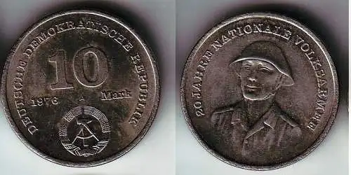 DDR Gedenk Münze 10 Mark 20 Jahre Nationale Volksarmee NVA 1976 (114211)