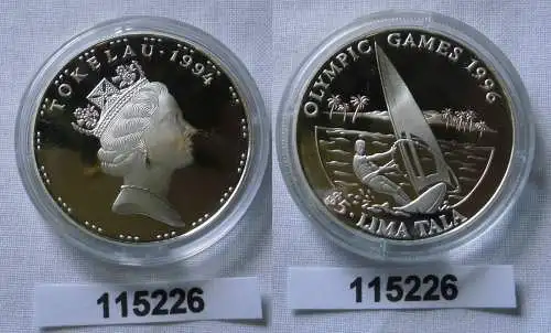 5 Tala Silber Münze Tokelau Olympiade 1996 Atlanta Windsurfer 1994 (115226)