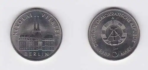 DDR Gedenk Münze 5 Mark Berlin Nikolai Viertel 1987 (119989)