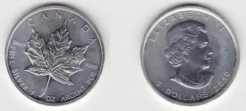 5 Dollar Silber Münze Kanada Meaple Leaf 2010 1 Unze Feinsilber (114120)