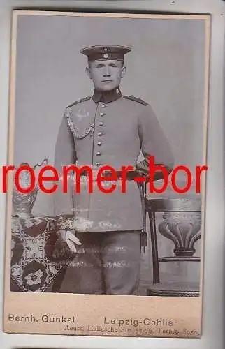 15476 Kabinett Foto Soldat mit Seitengewehr Leipzig Gohlis um 1915