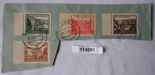Briefstück mit SBZ Thüringen Michel 112-115 gestempelt 1946 (114291)